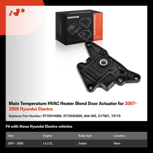 Main Temperature HVAC Heater Blend Door Actuator for 2007-2008 Hyundai Elantra