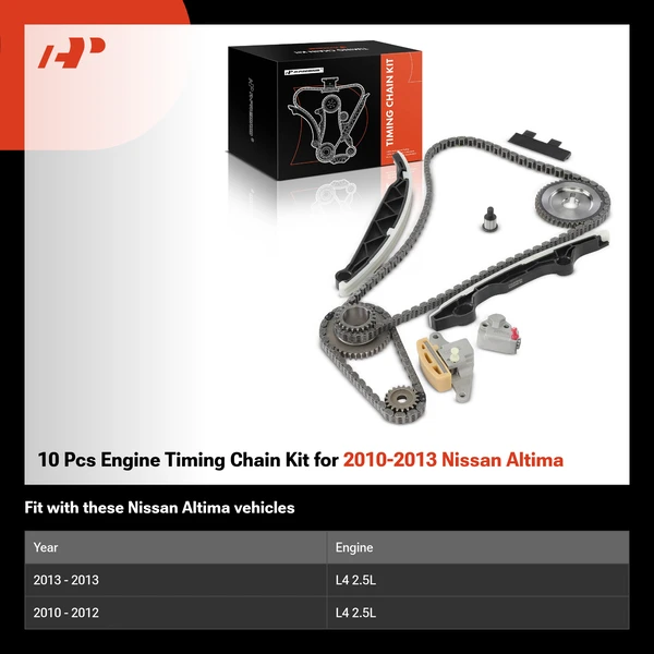 10 Pcs Engine Timing Chain Kit for 2010-2013 Nissan Altima