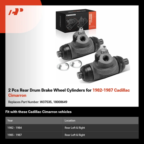 2 Pcs Rear Drum Brake Wheel Cylinders for 1982-1987 Cadillac Cimarron