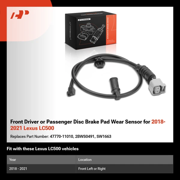Front Driver or Passenger Disc Brake Pad Wear Sensor for 2018-2021 Lexus LC500