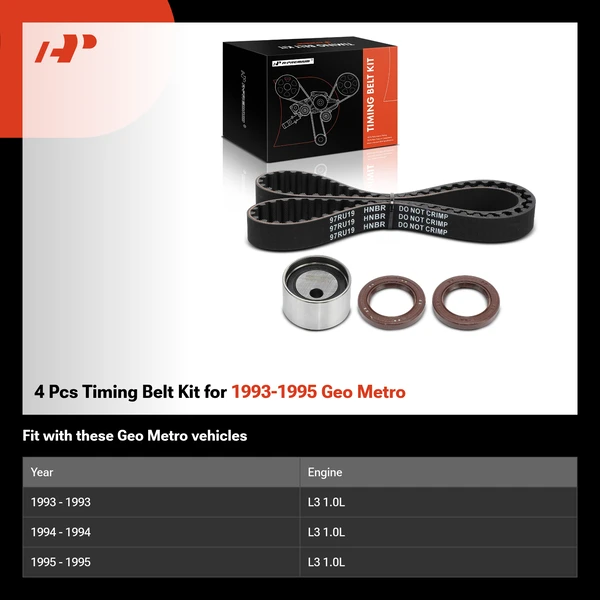 4 Pcs Timing Belt Kit for 1993-1995 Geo Metro
