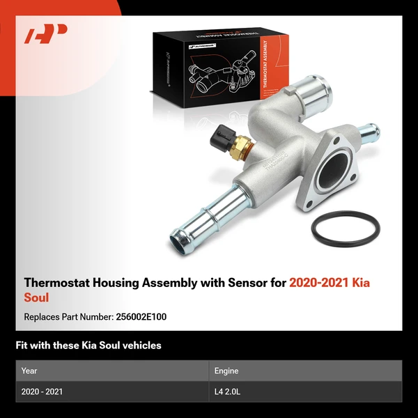 Thermostat Housing Assembly with Sensor for 2020-2021 Kia Soul