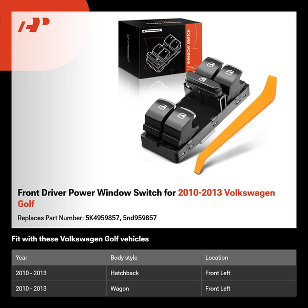 Front Driver Power Window Switch for 2010-2013 Volkswagen Golf