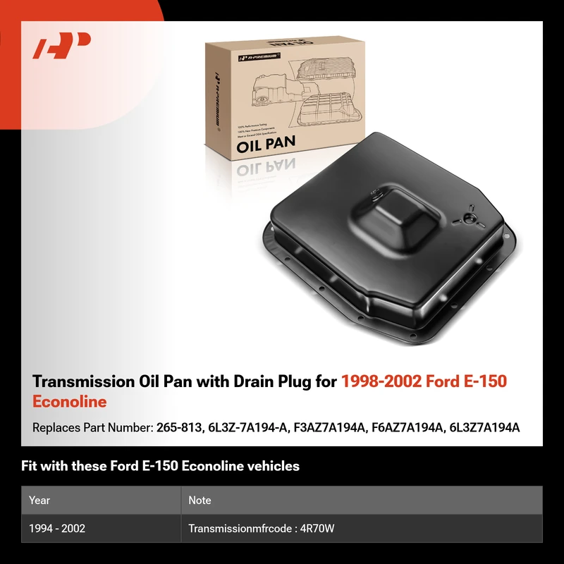 Transmission Oil Pan with Drain Plug for 1998-2002 Ford E-150 Econoline