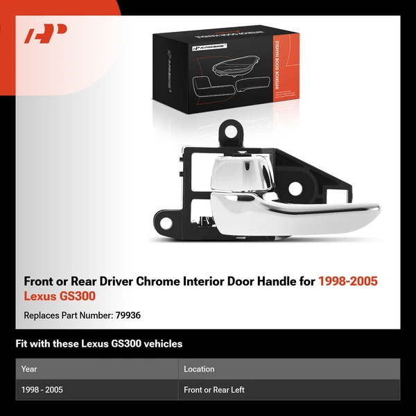 Front or Rear Driver Chrome Interior Door Handle for 1998-2005 Lexus GS300