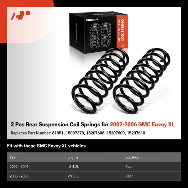 2 Pcs Rear Suspension Coil Springs for 2002-2006 GMC Envoy XL