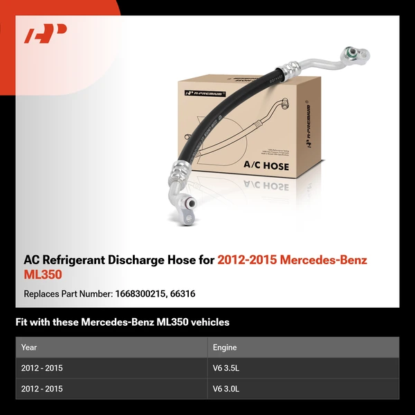 AC Refrigerant Discharge Hose for 2012-2015 Mercedes-Benz ML350