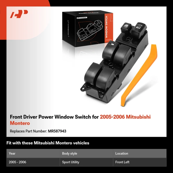 Front Driver Power Window Switch for 2005-2006 Mitsubishi Montero