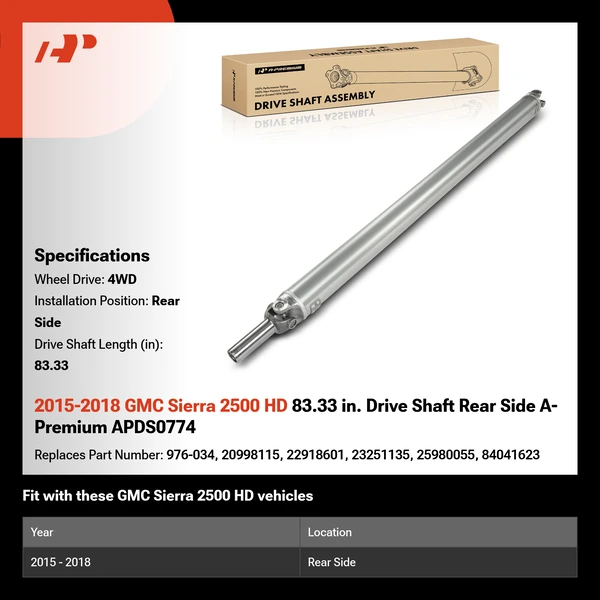2015-2018 GMC Sierra 2500 HD 83.33 in. Drive Shaft Rear Side A-Premium APDS0774