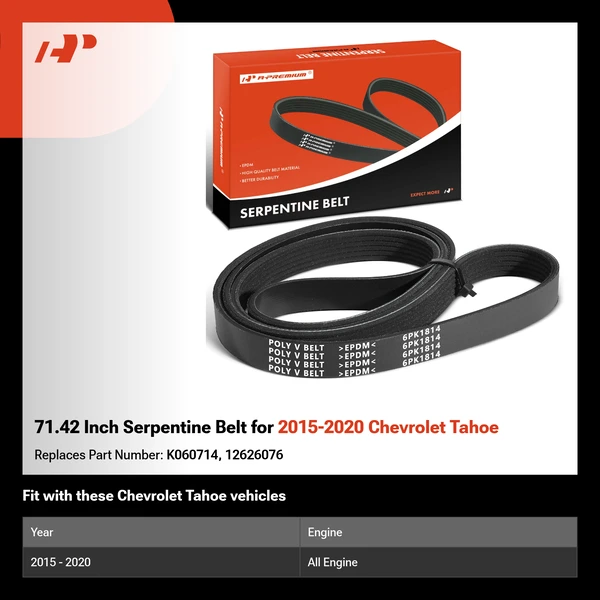 71.42 Inch Serpentine Belt for 2015-2020 Chevrolet Tahoe