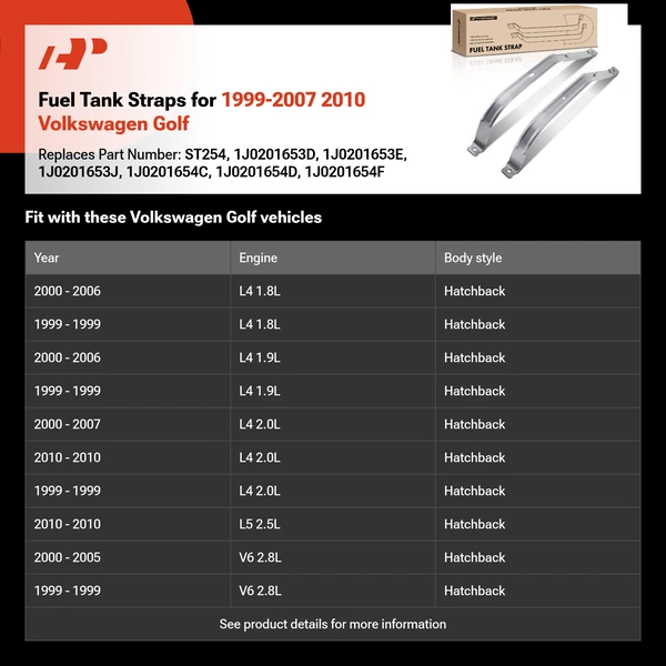 Fuel Tank Straps for 1999-2007 2010 Volkswagen Golf