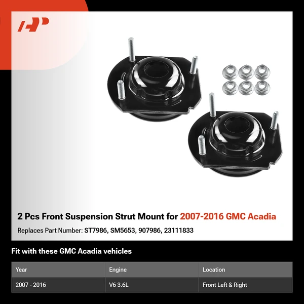 2 Pcs Front Suspension Strut Mount for 2007-2016 GMC Acadia