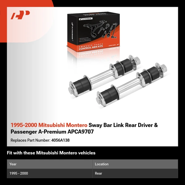 1995-2000 Mitsubishi Montero Sway Bar Link Rear Driver & Passenger A-Premium APCA9707