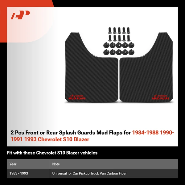 2 Pcs Front or Rear Splash Guards Mud Flaps for 1984-1988 1990-1991 1993 Chevrolet S10 Blazer
