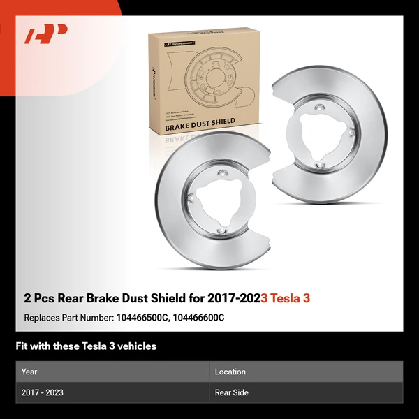 2 Pcs Rear Brake Dust Shield for 2017-2023 Tesla 3