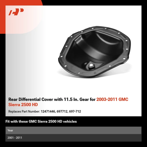 Rear Differential Cover with 11.5 In. Gear for 2003-2011 GMC Sierra 2500 HD