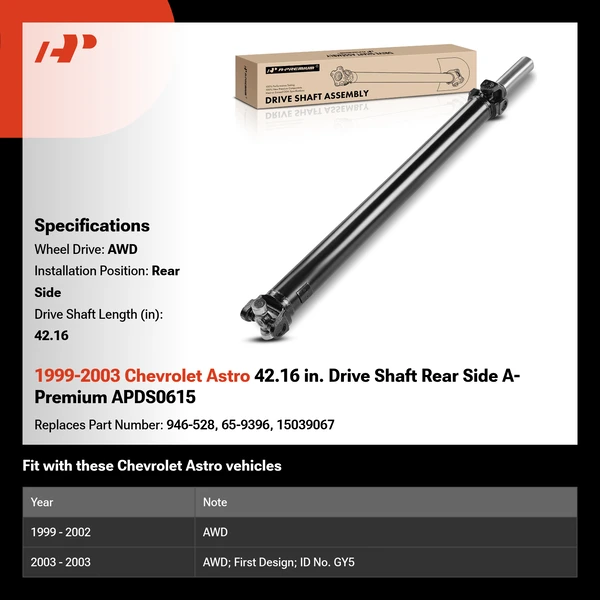 1999-2003 Chevrolet Astro 42.16 in. Drive Shaft Rear Side A-Premium APDS0615