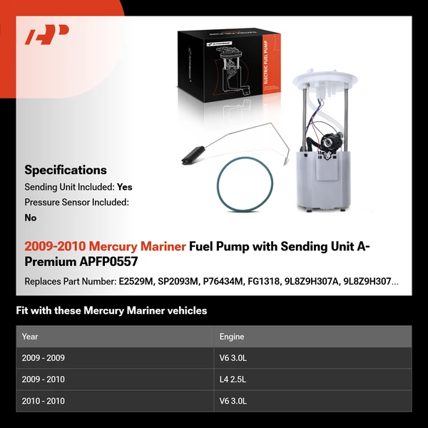 2009-2010 Mercury Mariner Fuel Pump with Sending Unit A-Premium APFP0557