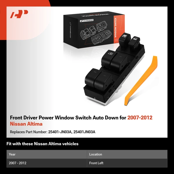 Front Driver Power Window Switch Auto Down for 2007-2012 Nissan Altima