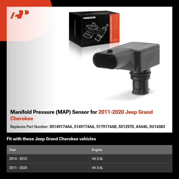 Manifold Pressure (MAP) Sensor for 2011-2020 Jeep Grand Cherokee