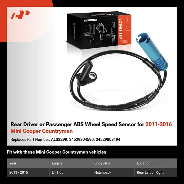 Rear Driver or Passenger ABS Wheel Speed Sensor for 2011-2016 Mini Cooper Countryman