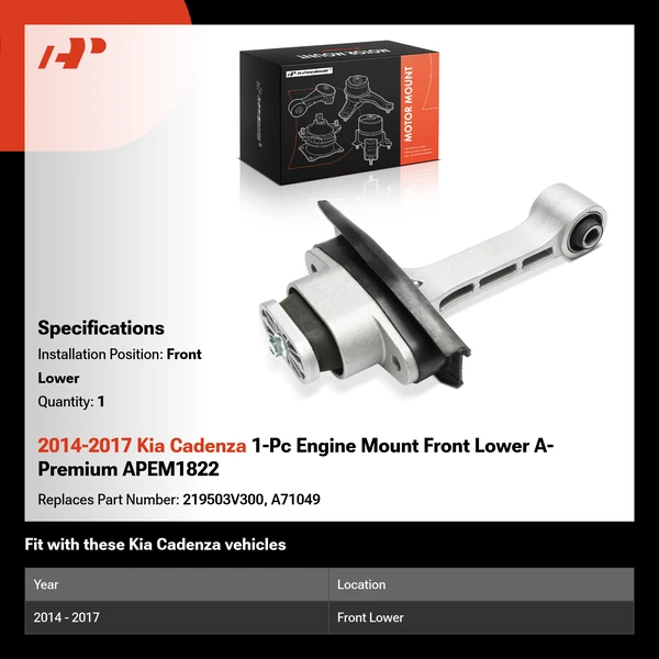 2014-2017 Kia Cadenza 1-Pc Engine Mount Front Lower A-Premium APEM1822