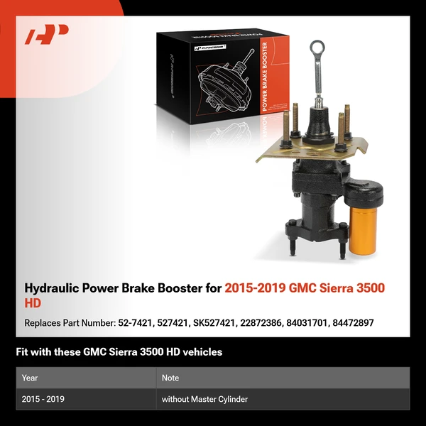 Hydraulic Power Brake Booster for 2015-2019 GMC Sierra 3500 HD