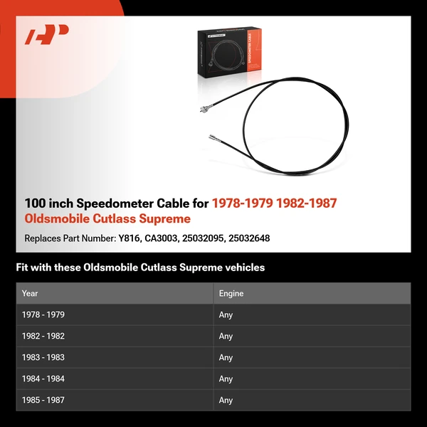 100 inch Speedometer Cable for 1978-1979 1982-1987 Oldsmobile Cutlass Supreme