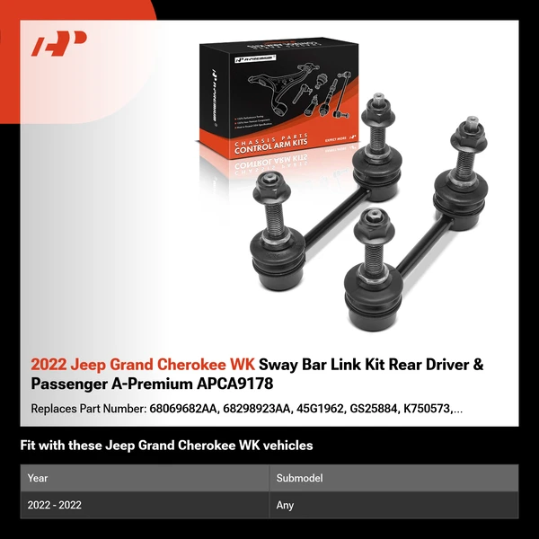 2022 Jeep Grand Cherokee WK Sway Bar Link Kit Rear Driver & Passenger A-Premium APCA9178