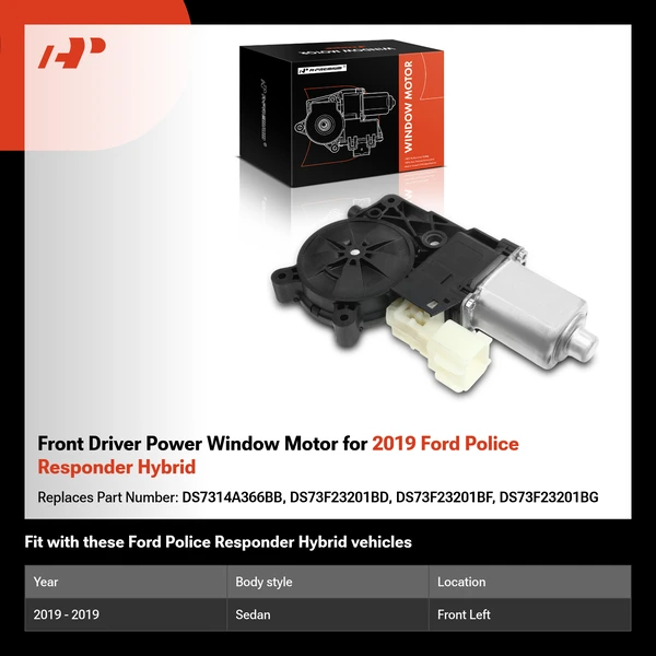 Front Driver Power Window Motor for 2019 Ford Police Responder Hybrid