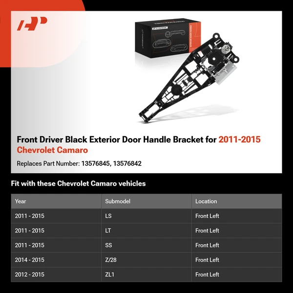 Front Driver Black Exterior Door Handle Bracket for 2011-2015 Chevrolet Camaro