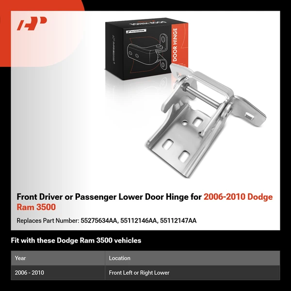 Front Driver or Passenger Lower Door Hinge for 2006-2010 Dodge Ram 3500