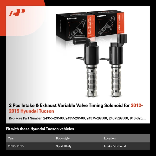 2 Pcs Intake & Exhaust Variable Valve Timing Solenoid for 2012-2015 Hyundai Tucson