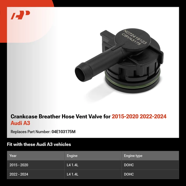 Crankcase Breather Hose Vent Valve for 2015-2020 2022-2024 Audi A3