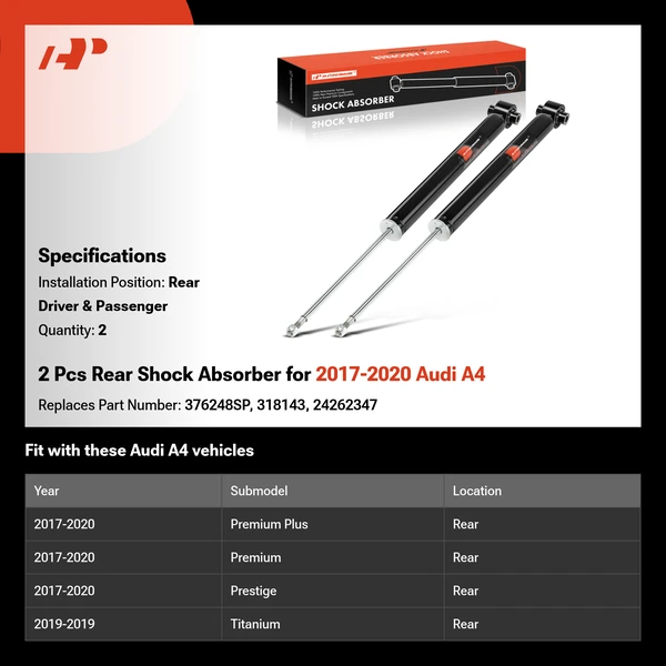 2 Pcs Rear Shock Absorber for 2017-2020 Audi A4