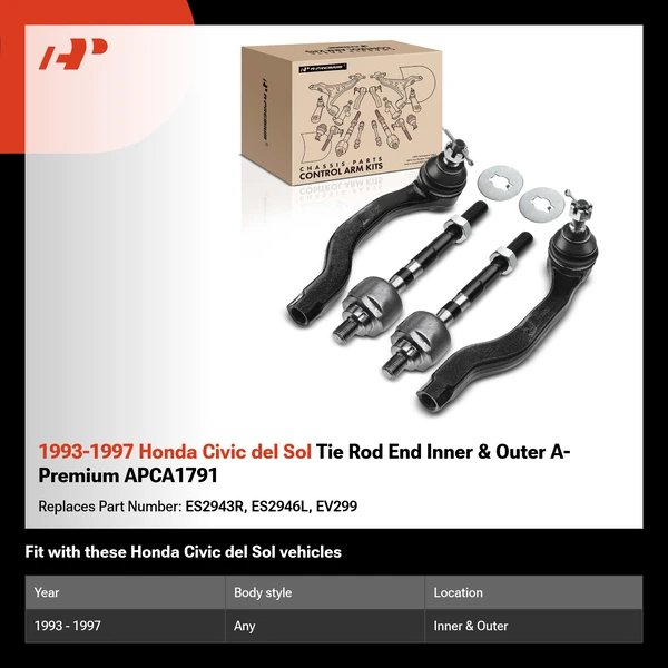 1993-1997 Honda Civic del Sol Tie Rod End Inner & Outer A-Premium APCA1791