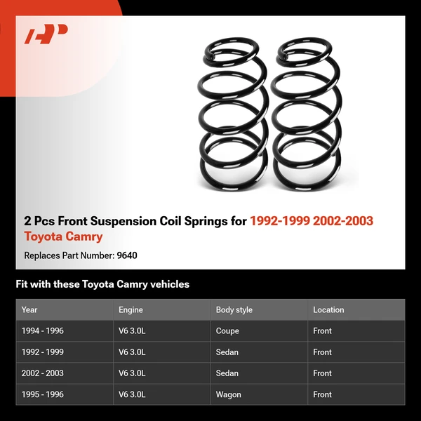 2 Pcs Front Suspension Coil Springs for 1992-1999 2002-2003 Toyota Camry