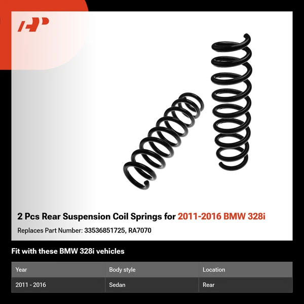 2 Pcs Rear Suspension Coil Springs for 2011-2016 BMW 328i