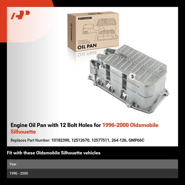 Engine Oil Pan with 12 Bolt Holes for 1996-2000 Oldsmobile Silhouette