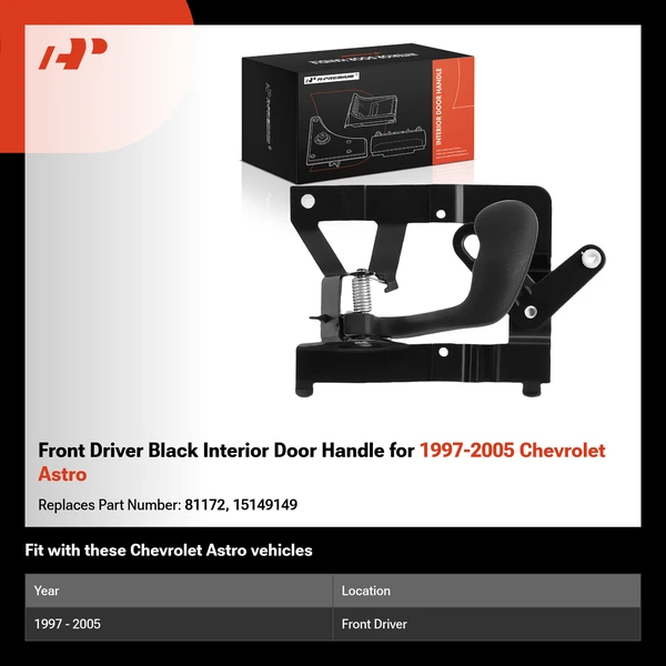 Front Driver Black Interior Door Handle for 1997-2005 Chevrolet Astro