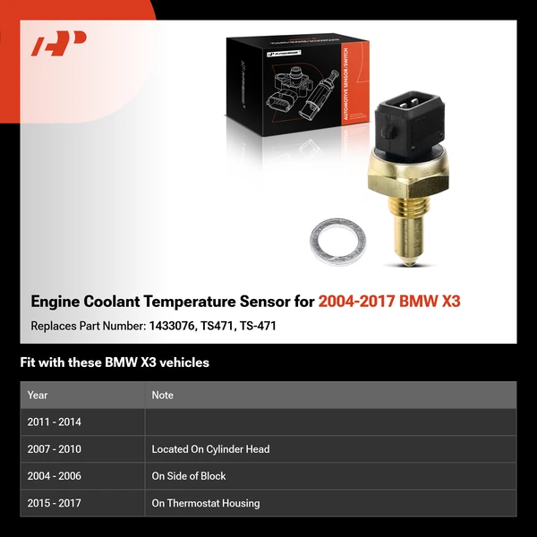 Engine Coolant Temperature Sensor for 2004-2017 BMW X3