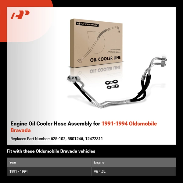 Engine Oil Cooler Hose Assembly for 1991-1994 Oldsmobile Bravada