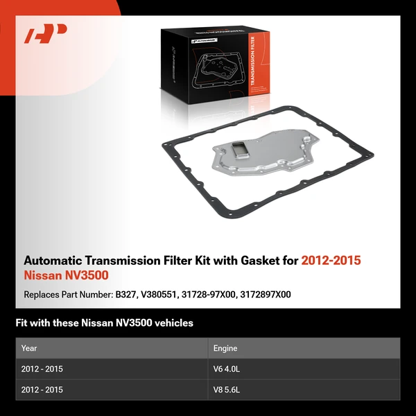 Automatic Transmission Filter Kit with Gasket for 2012-2015 Nissan NV3500