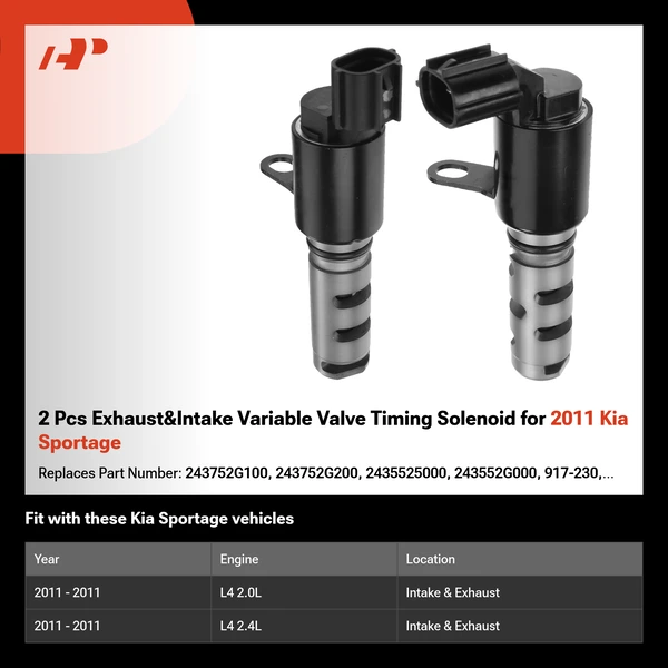 2 Pcs Exhaust&Intake Variable Valve Timing Solenoid for 2011 Kia Sportage