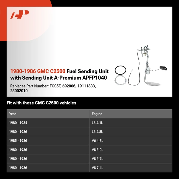 1980-1986 GMC C2500 Fuel Sending Unit with Sending Unit A-Premium APFP1040