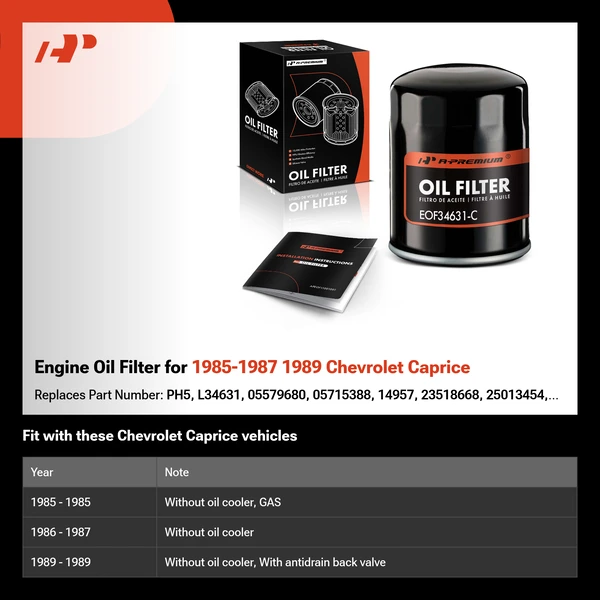 Engine Oil Filter for 1985-1987 1989 Chevrolet Caprice