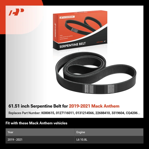 61.51 inch Serpentine Belt for 2019-2021 Mack Anthem