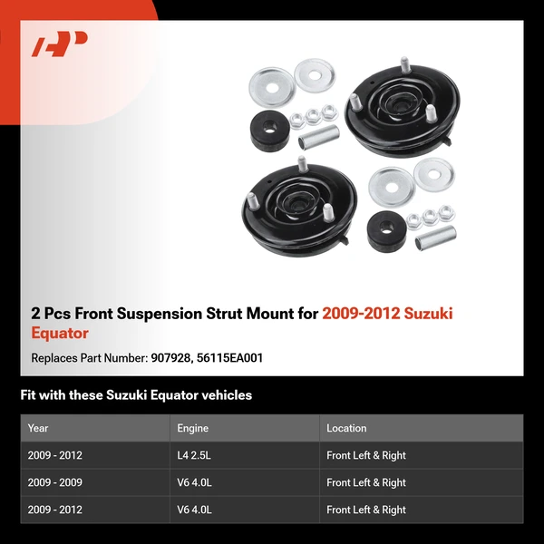 2 Pcs Front Suspension Strut Mount for 2009-2012 Suzuki Equator