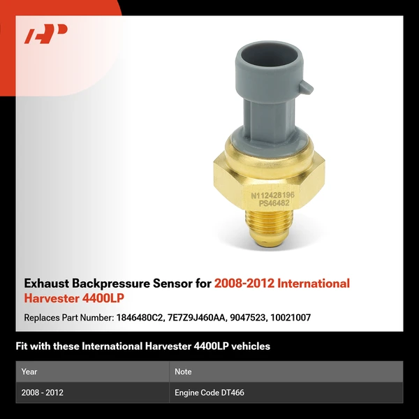 Exhaust Backpressure Sensor for 2008-2012 International Harvester 4400LP