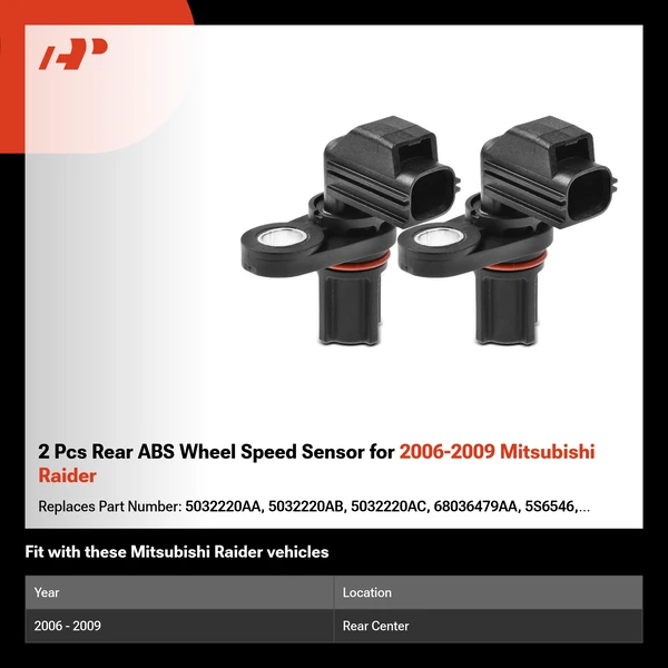 2 Pcs Rear ABS Wheel Speed Sensor for 2006-2009 Mitsubishi Raider